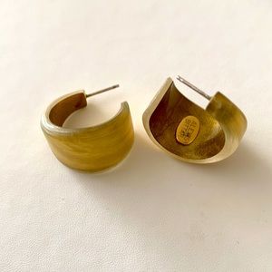 Alexis Bittar gold lucite wide hoop earrings